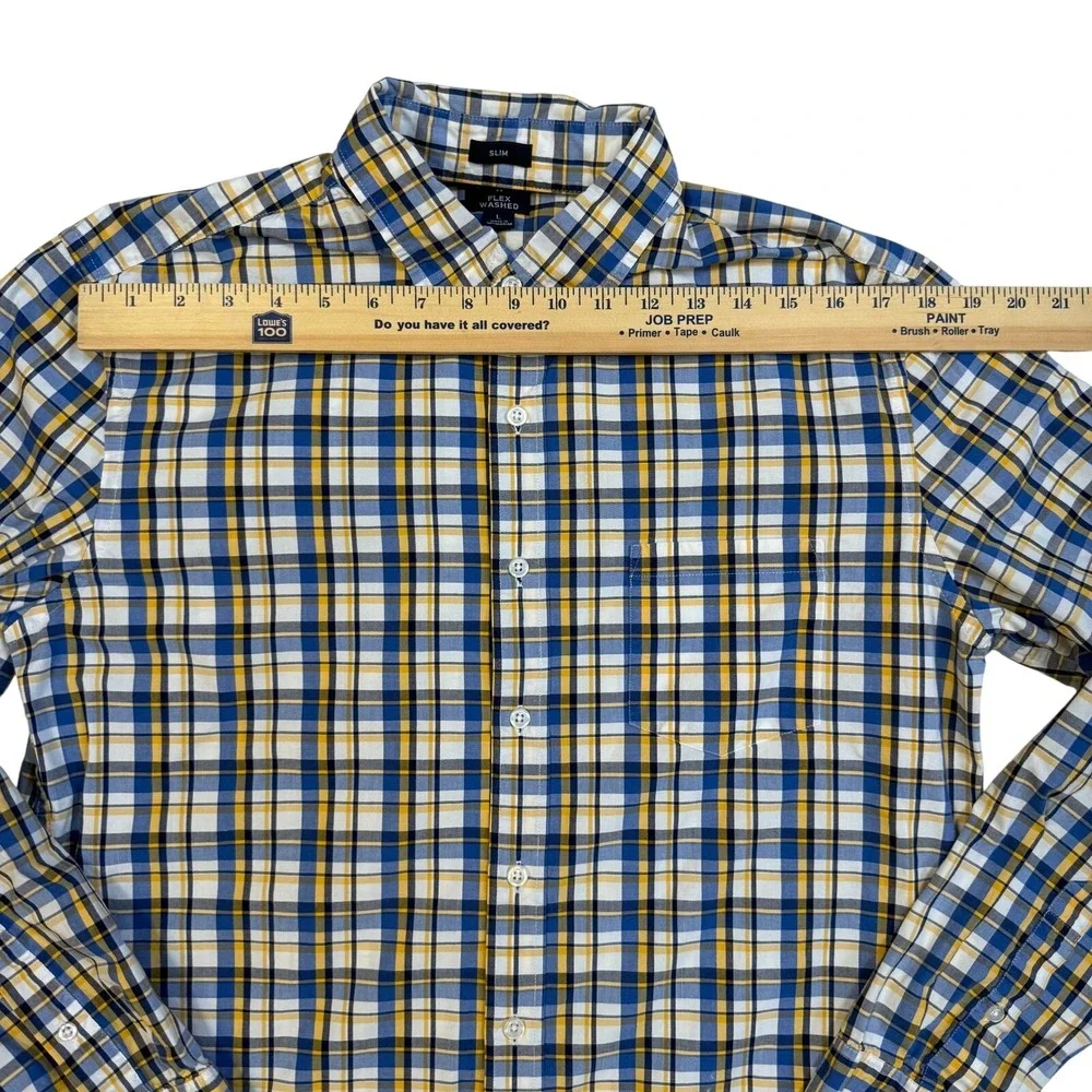 J Crew Mens‎ Slim Fit Plaid Button Down Shirt Long Sleeve Flex Washed Size L